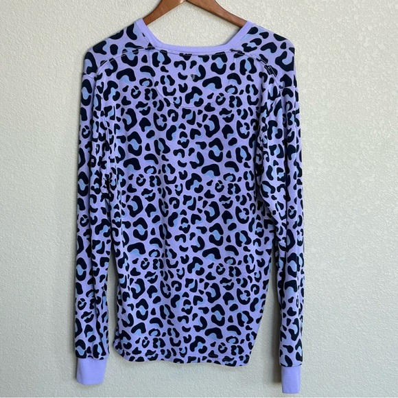 Jambys Pajama Set Lavender Leopard Long Sleeve Crew Top & Pants Unisex Medium - Picture 4 of 8